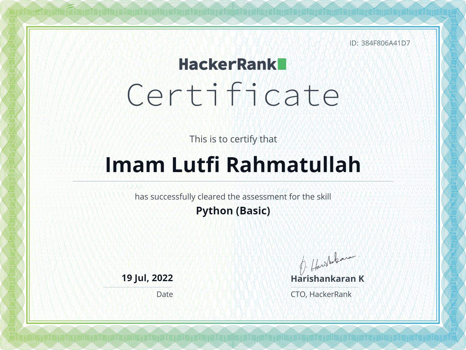 HackerRank Python Basic certificate